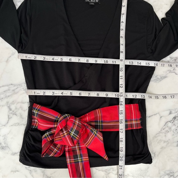 J.Crew Womens Formknit Long Sleeve Wrap Tartan Plaid Top Black Size Small BM345 - Picture 7 of 10